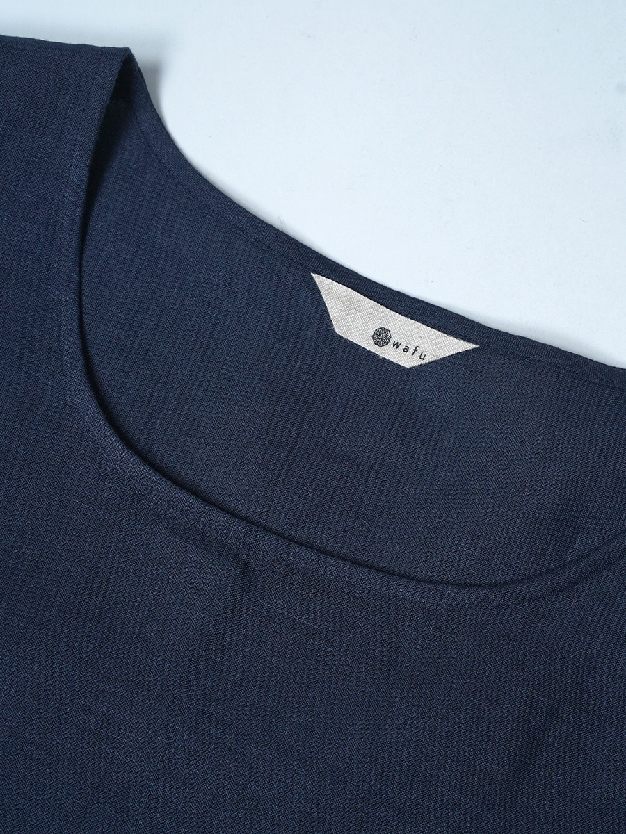 【リユース作品】リネンタンクトップ ノースリーブインナー / 紺青(こんじょう) sample-a1170