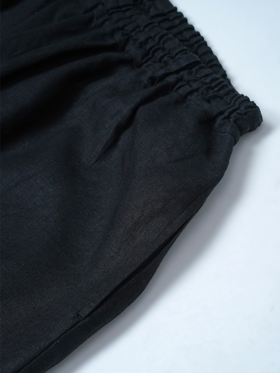 【リユース作品】リネンパンツ みんな大好き テーパードパンツ / ブラック sample-a1173