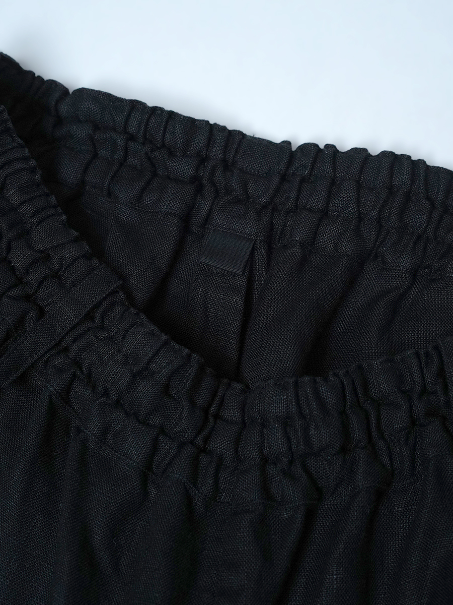 【リユース作品】リネンパンツ みんな大好き テーパードパンツ / ブラック sample-a1173