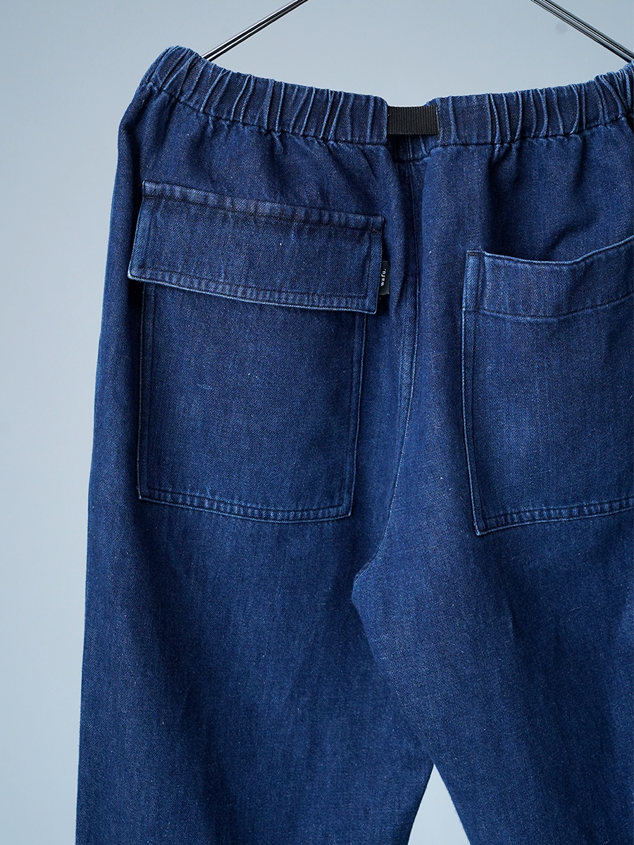 【リユース作品】リネンデニムパンツ スリム イージーパンツ / ダークインディゴ sample-a1180