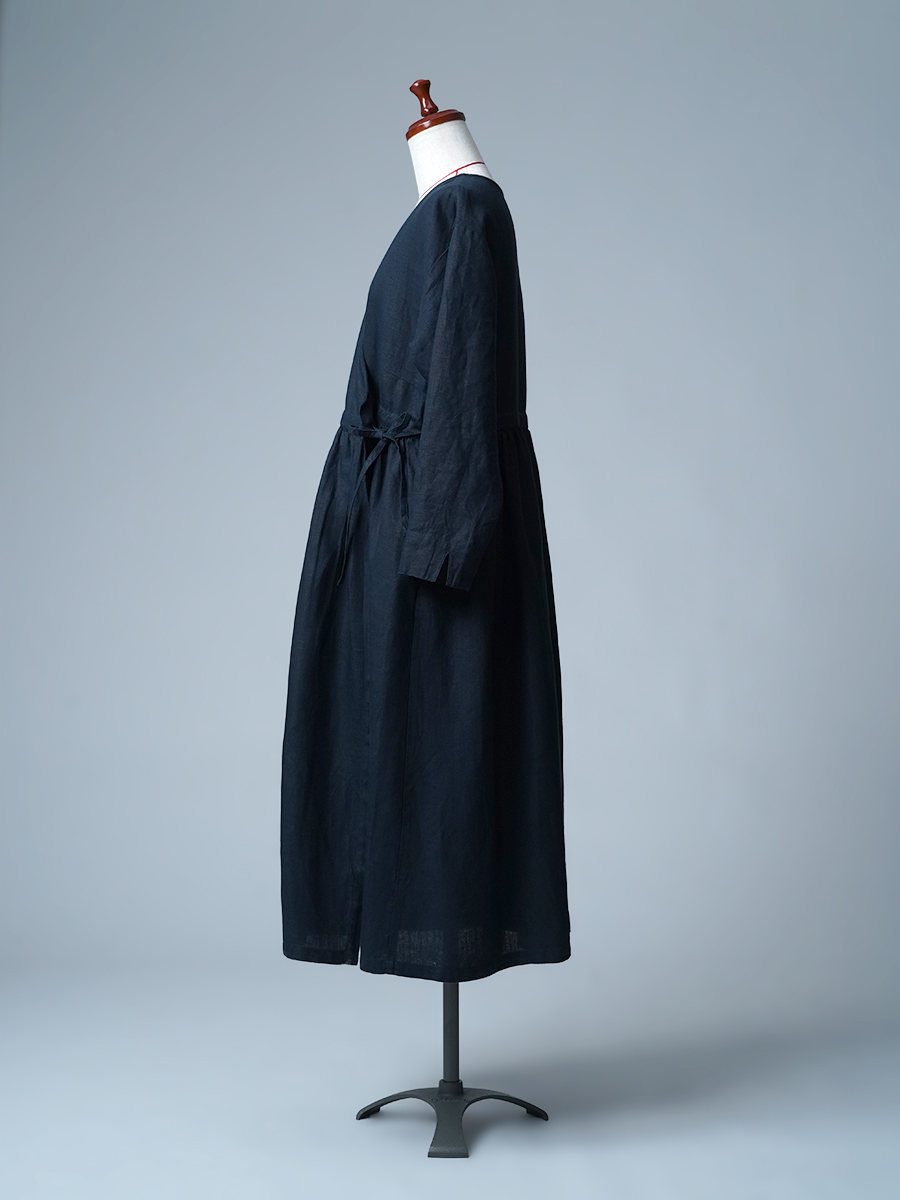 【リユース作品】リネンドレス カシュクール ワンピース / ブルー・ドゥ・シーヌ sample-a1184