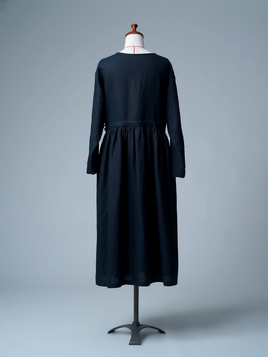 【リユース作品】リネンドレス カシュクール ワンピース / ブルー・ドゥ・シーヌ sample-a1184