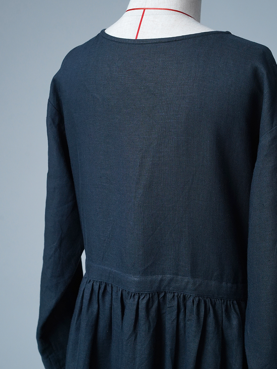 【リユース作品】リネンドレス カシュクール ワンピース / ブルー・ドゥ・シーヌ sample-a1184