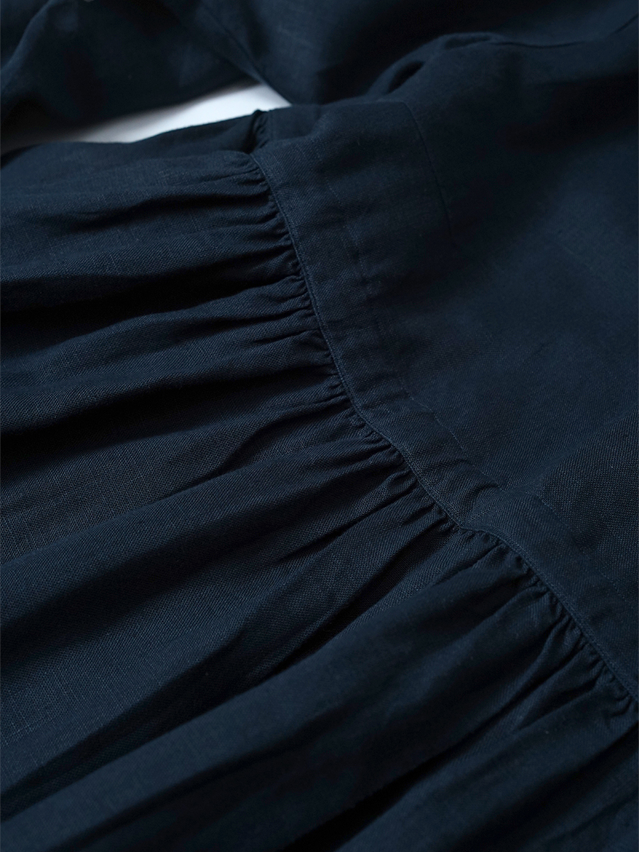 【リユース作品】リネンドレス カシュクール ワンピース / ブルー・ドゥ・シーヌ sample-a1184