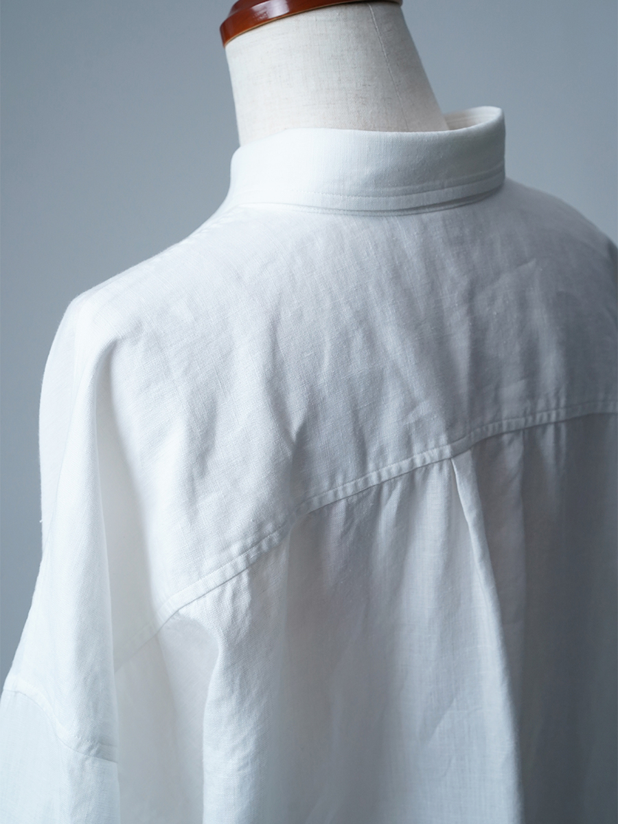 【リユース作品】リネンシャツ ビックシルエット シャツ / 白色 sample-a1186