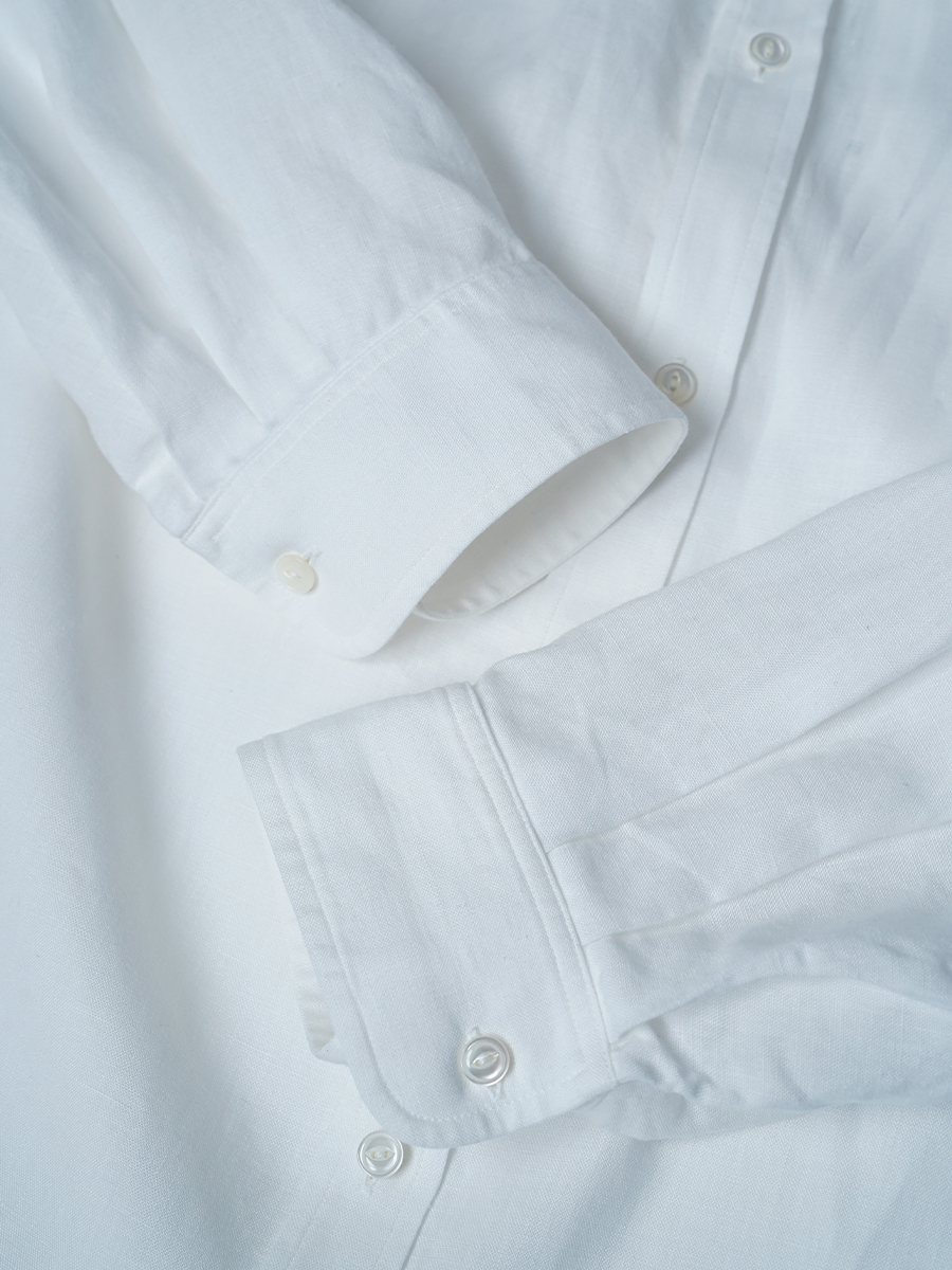 【リユース作品】リネンシャツ ビックシルエット シャツ / 白色 sample-a1186