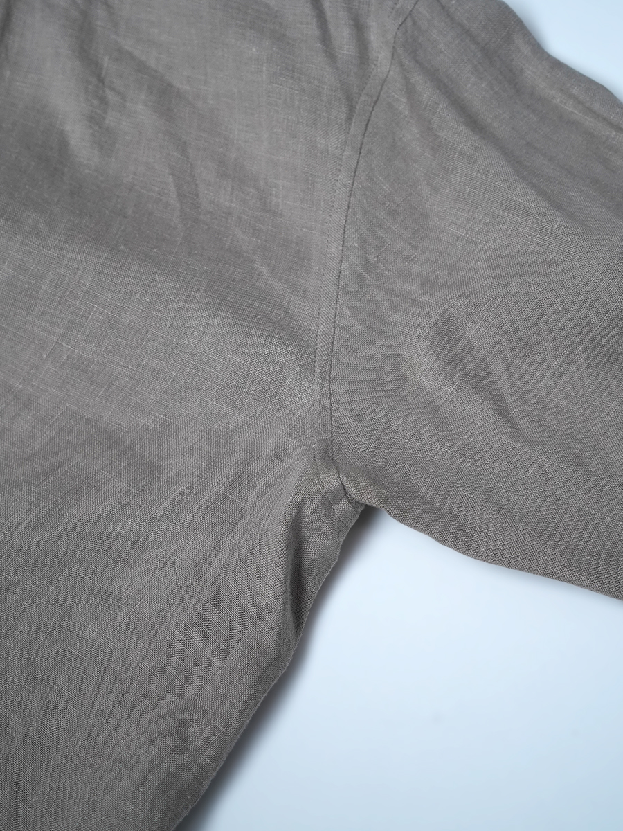 【リユース作品/Mサイズ】リネントップス タートル ネックインナー シャーリング / 榛色(はしばみいろ) sample-a1194