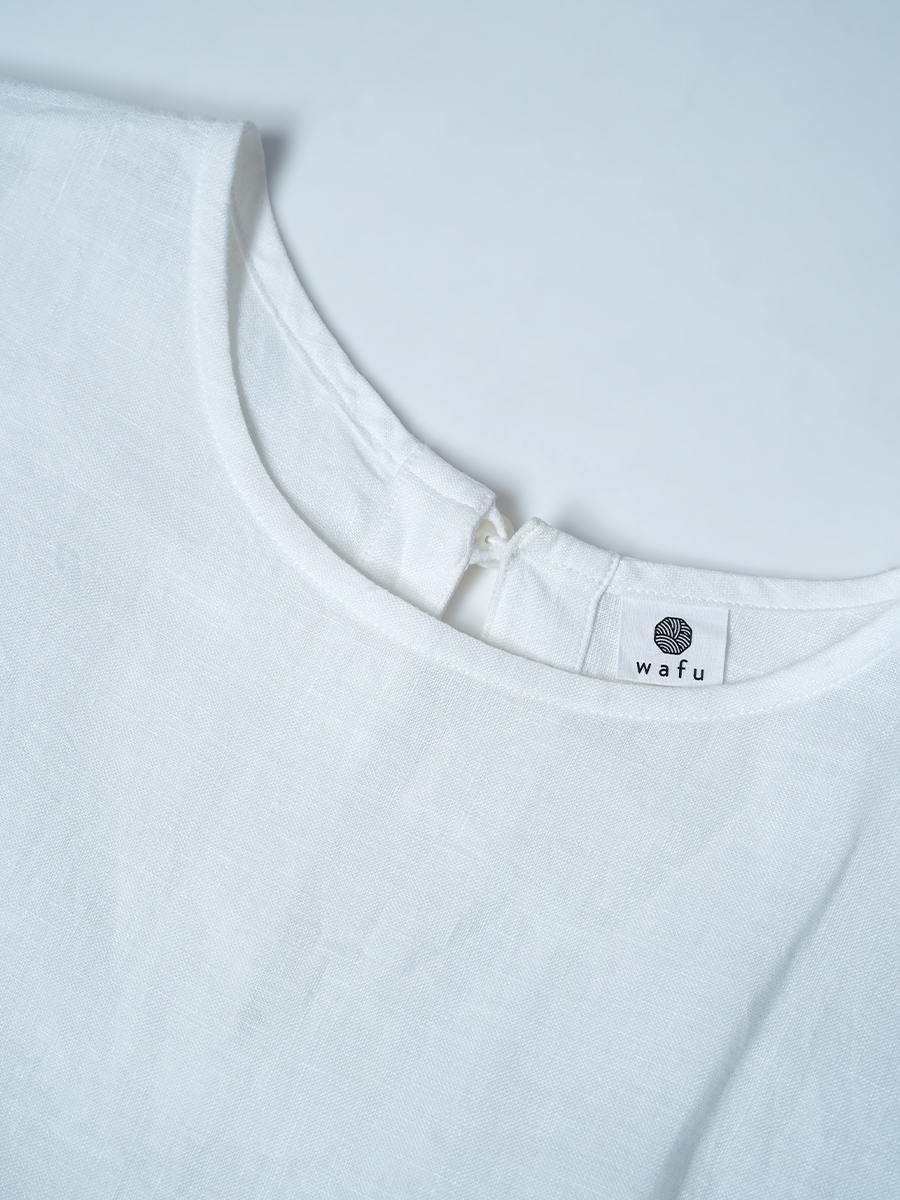 【リユース作品】リネントップス ロング丈 ノースリーブ / 榛色(はしばみいろ) sample-a1203