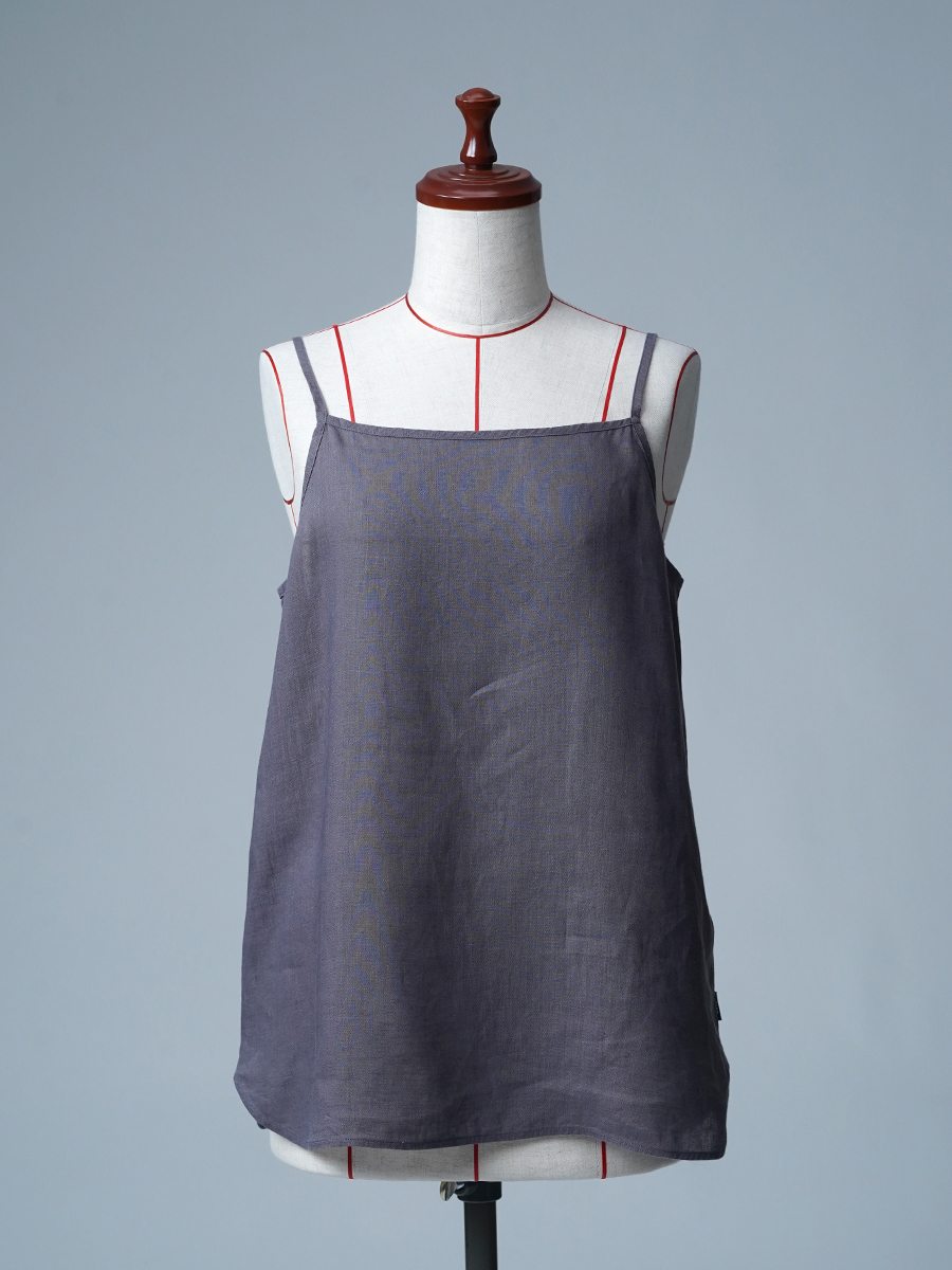 【リユース作品/Lサイズ】リネンキャミソール リネンインナー / 墨色(すみいろ) sample-a1216