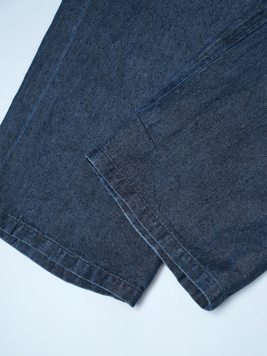 【リユース作品】リネン100%デニム デニムサロペット オーバーオール / ダークインディゴ sample-a1219