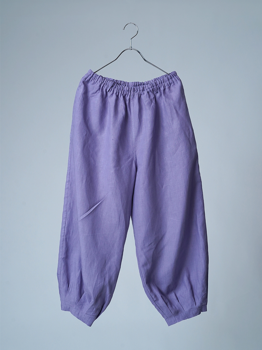 【リユース作品】リネンパンツ 超高密度リネン 裾タック バルーンパンツ / 藤紫(ふじむらさき) sample-a1221