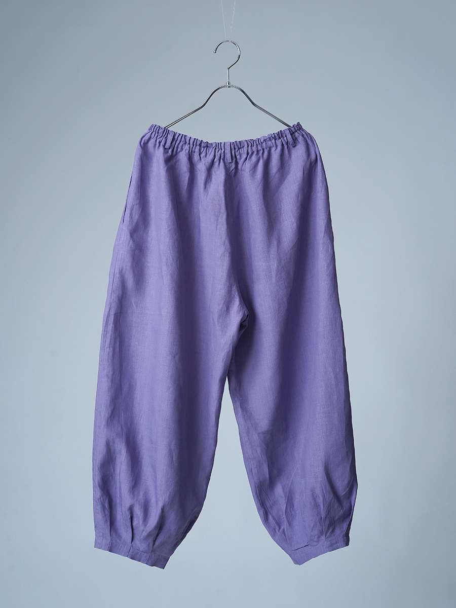 【リユース作品】リネンパンツ 超高密度リネン 裾タック バルーンパンツ / 藤紫(ふじむらさき) sample-a1221