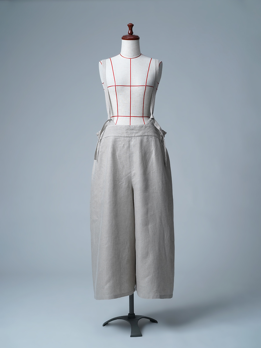 【リユース作品】リネンサロペット ワイドサロペット / フラックス sample-a1222