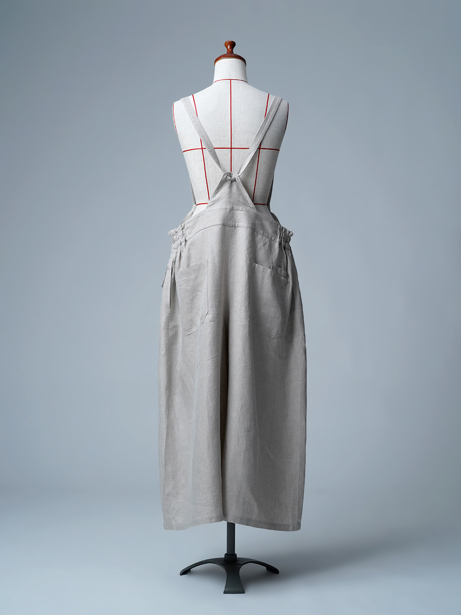 【リユース作品】リネンサロペット ワイドサロペット / フラックス sample-a1222