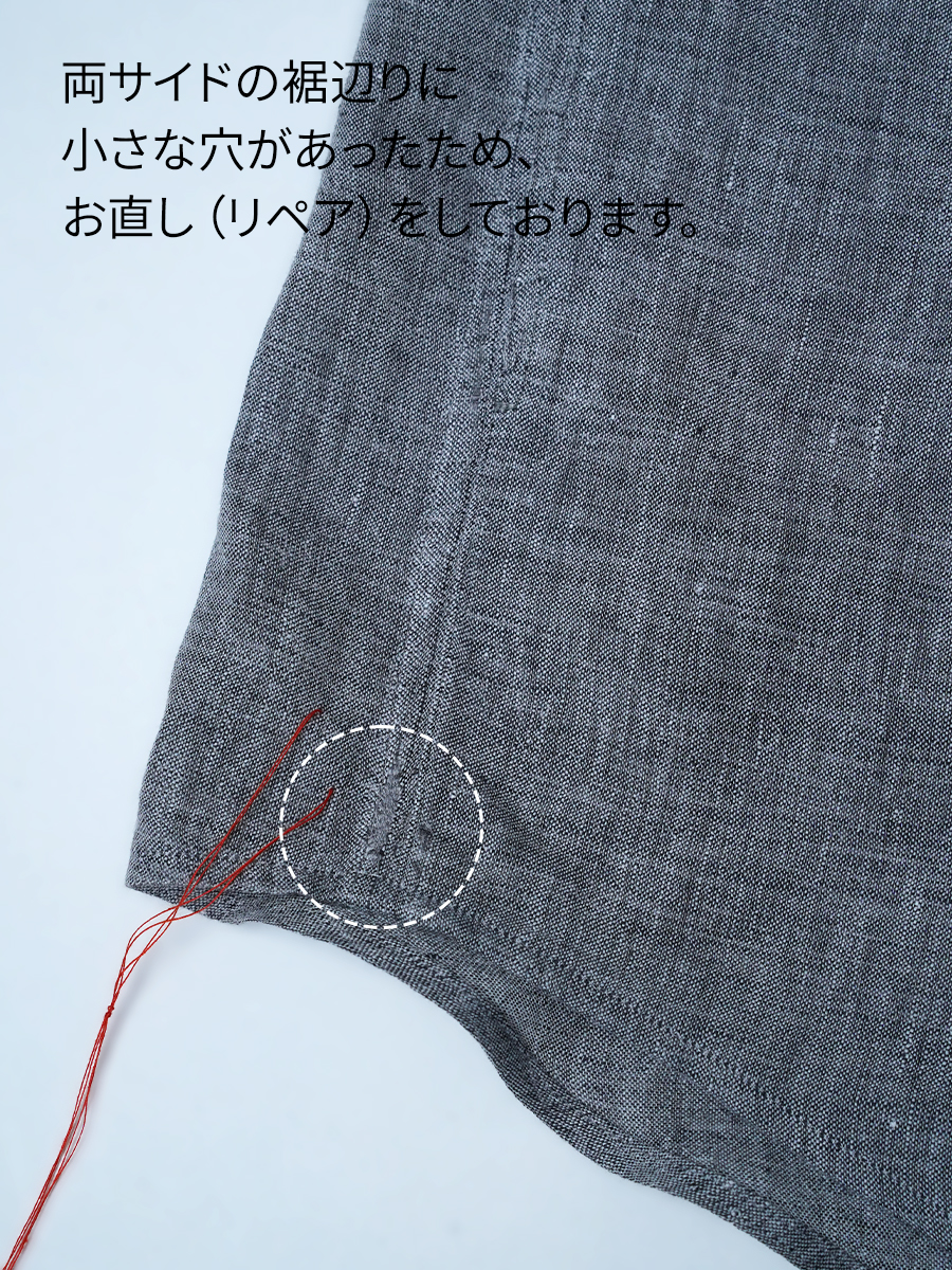 【リユース作品/Mサイズ】リネンシャツ リネンシャンブレー ボタンダウンシャツ / チャコール sample-a1223