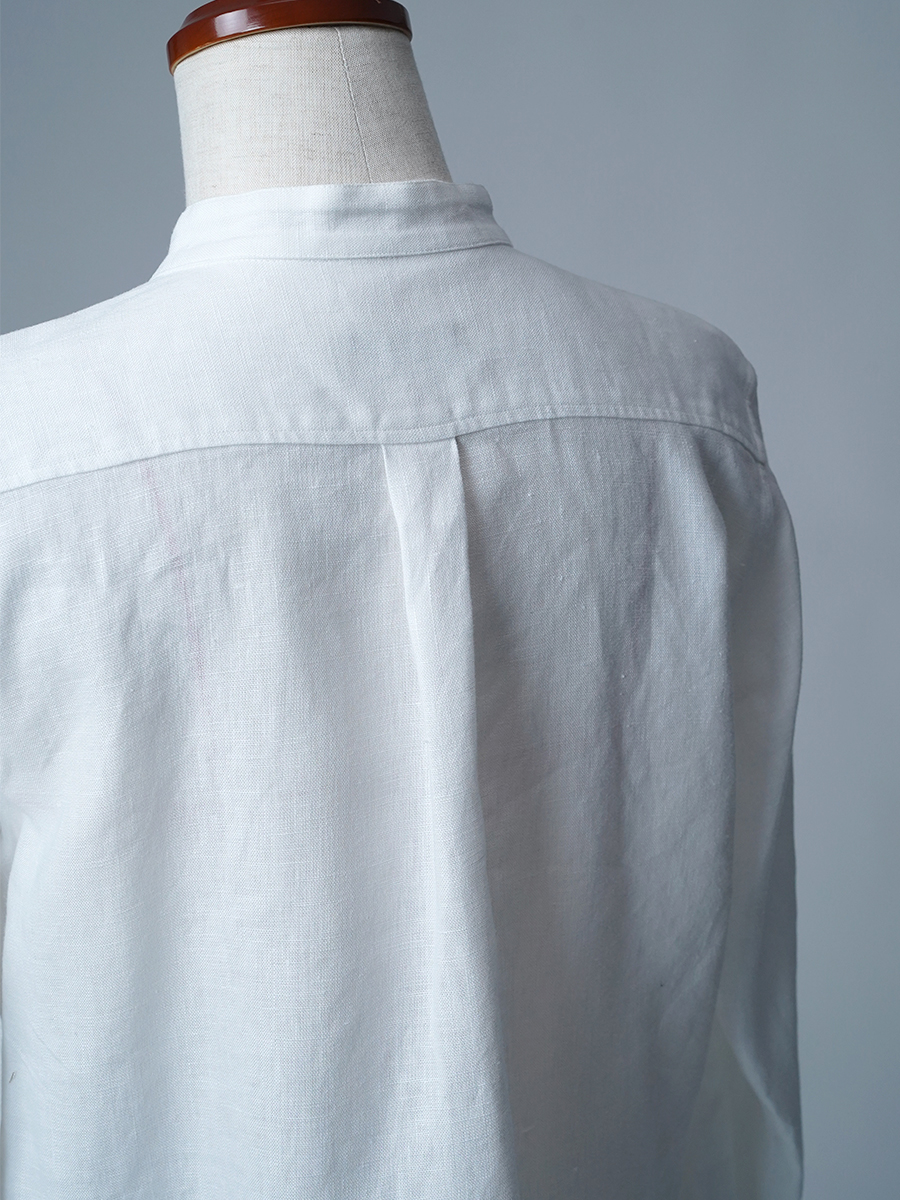 【リユース作品/Lサイズ】リネンシャツ スタンドカラー wafu.入門編 / ホワイト sample-a1226