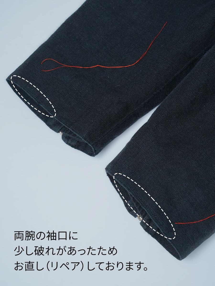 【リユース作品】リネンジャケット ライダースジャケット サイズ小さめ / 黒色 sample-a1230