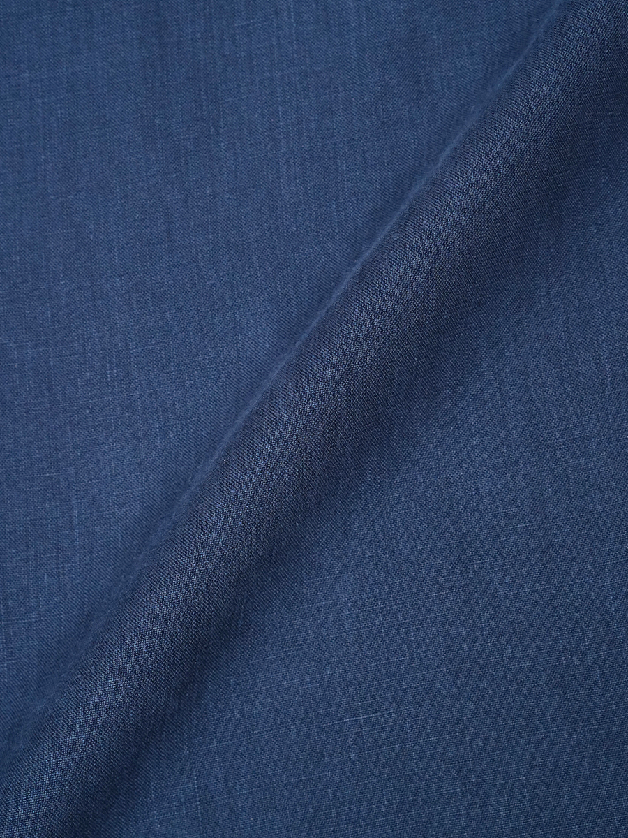 【リユース作品】リネンワンピース タック入り 五分袖 秘密のシルエット / 留紺(とめこん) sample-a1257