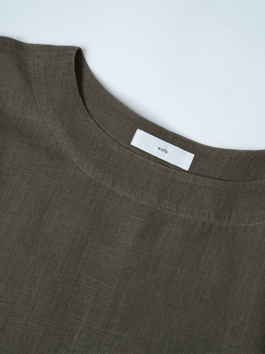 【リユース作品】リネントップス ボートネック トップス シン・ビッグT / 柳煤竹(やなぎすすたけ) sample-a1258