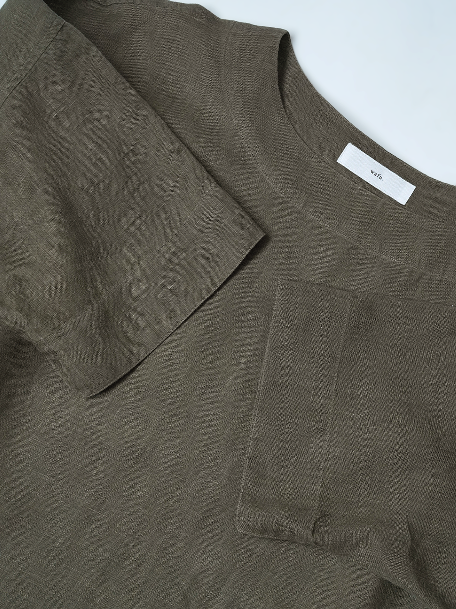 【リユース作品】リネントップス ボートネック トップス シン・ビッグT / 柳煤竹(やなぎすすたけ) sample-a1258