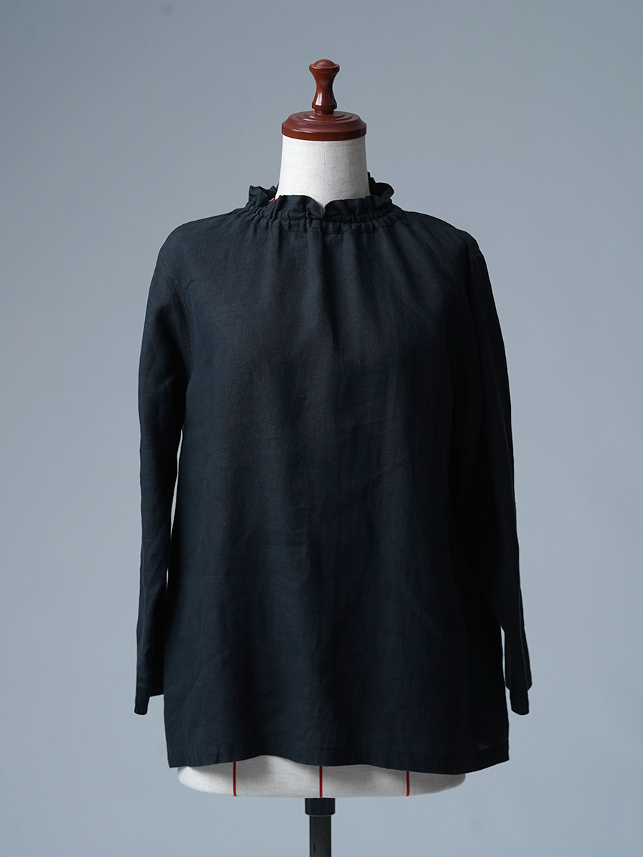 【リユース作品/Lサイズ】リネントップス タートル ネックインナー / 黒色 sample-a1261
