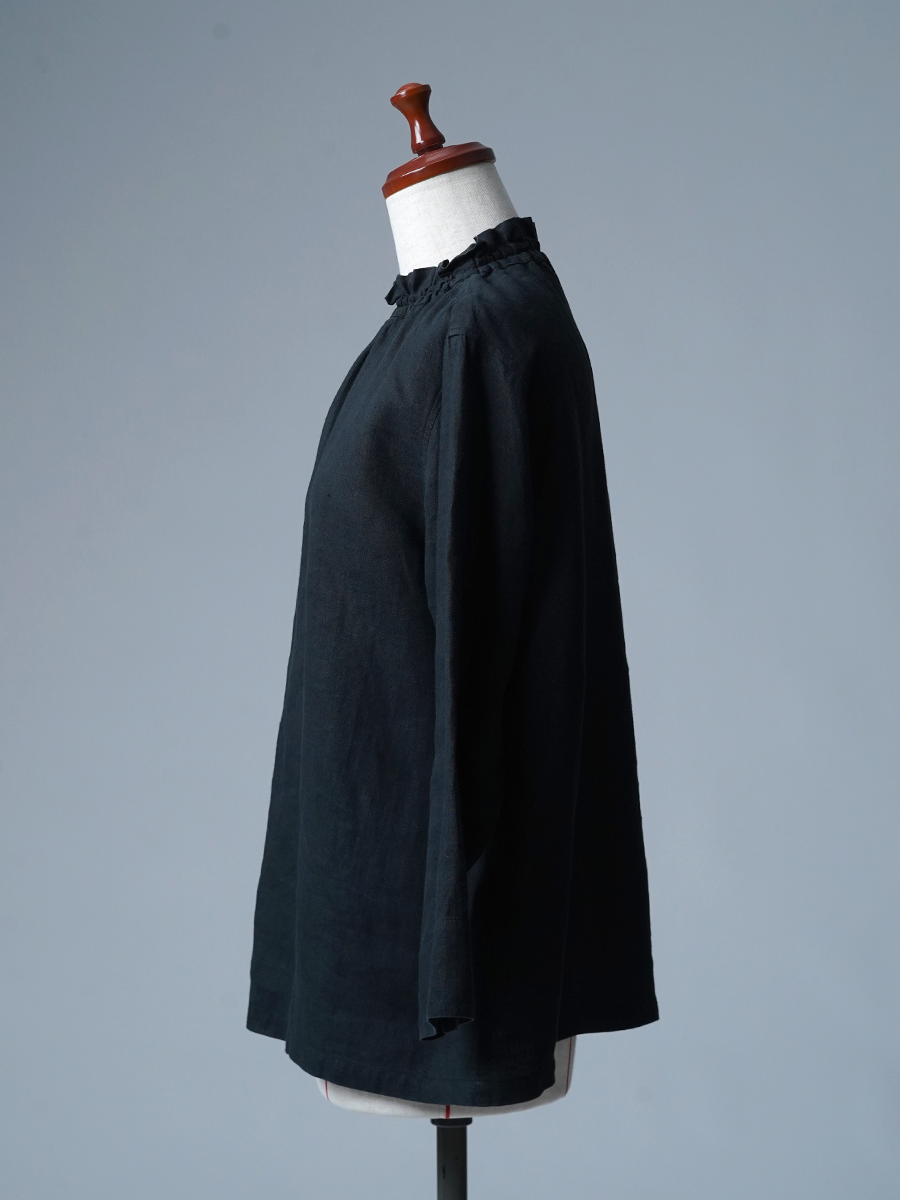 【リユース作品/Lサイズ】リネントップス タートル ネックインナー / 黒色 sample-a1261