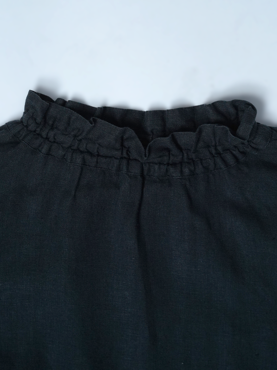 【リユース作品/Lサイズ】リネントップス タートル ネックインナー / 黒色 sample-a1261