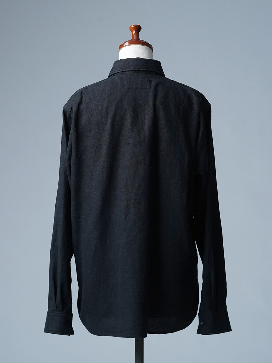 【リユース作品/Mサイズ】 リネンシャツ サファリシャツ / ブラック sample-a1266