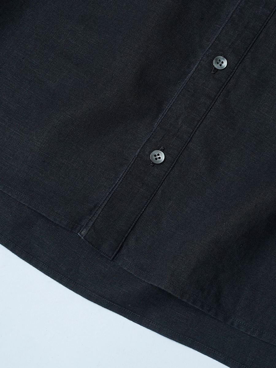 【リユース作品/Mサイズ】 リネンシャツ サファリシャツ / ブラック sample-a1266