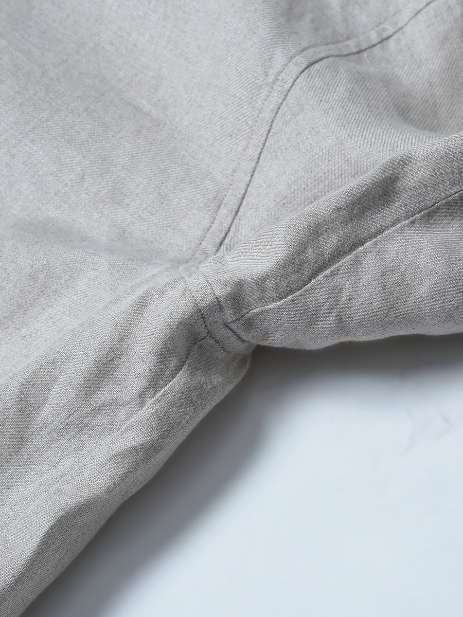 【リユース作品/Lサイズ】リネントップス シャーリング ネックトップス / フラックス sample-a1267