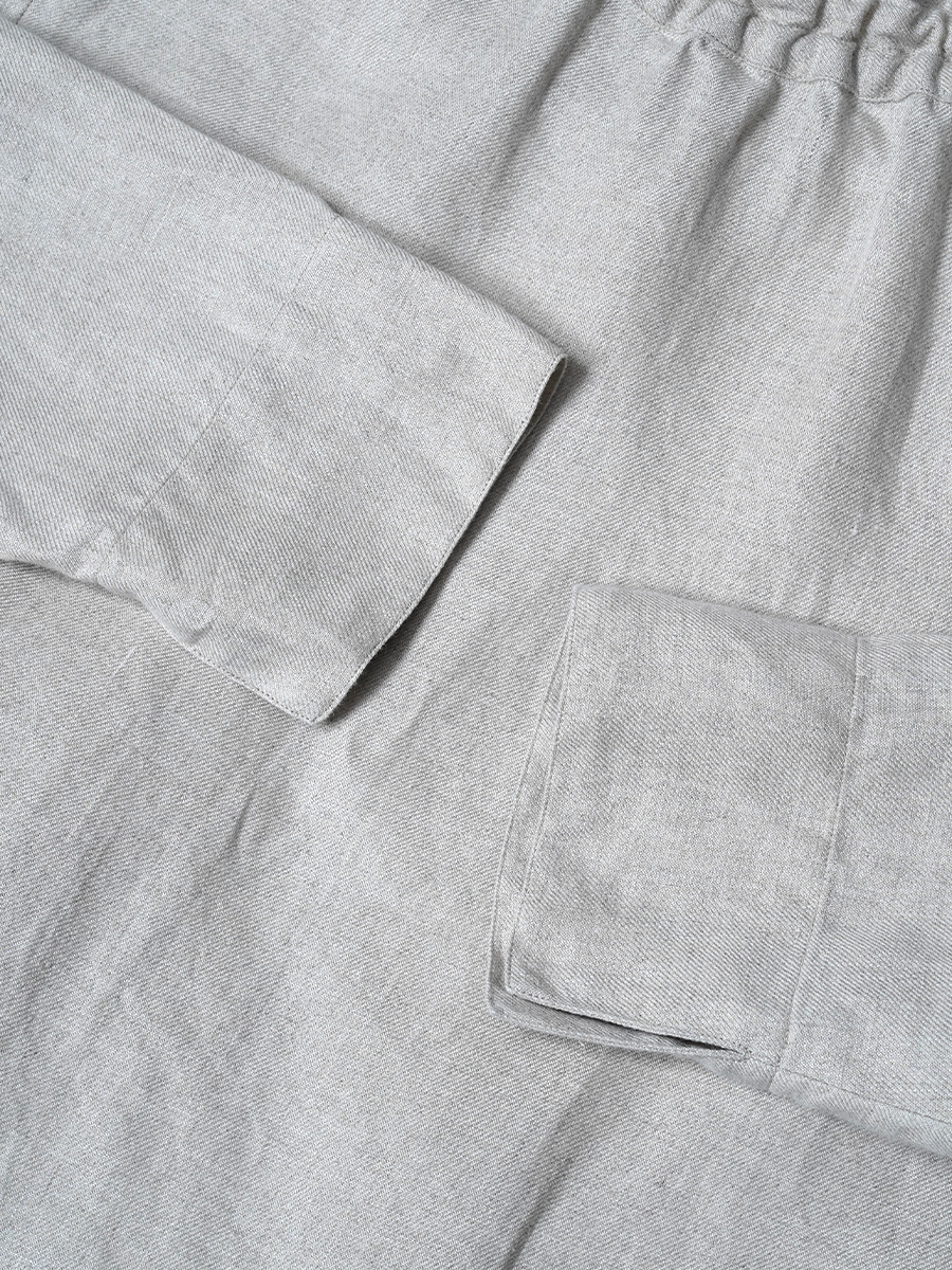 【リユース作品/Lサイズ】リネントップス シャーリング ネックトップス / フラックス sample-a1267