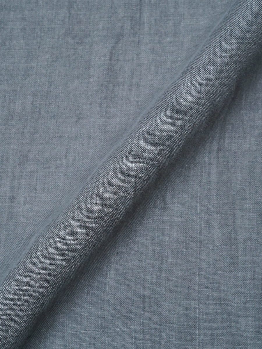 【リユース作品】リネンワンピース ロングワンピース 長袖 クルーネック / 鈍色(にびいろ) sample-a1268