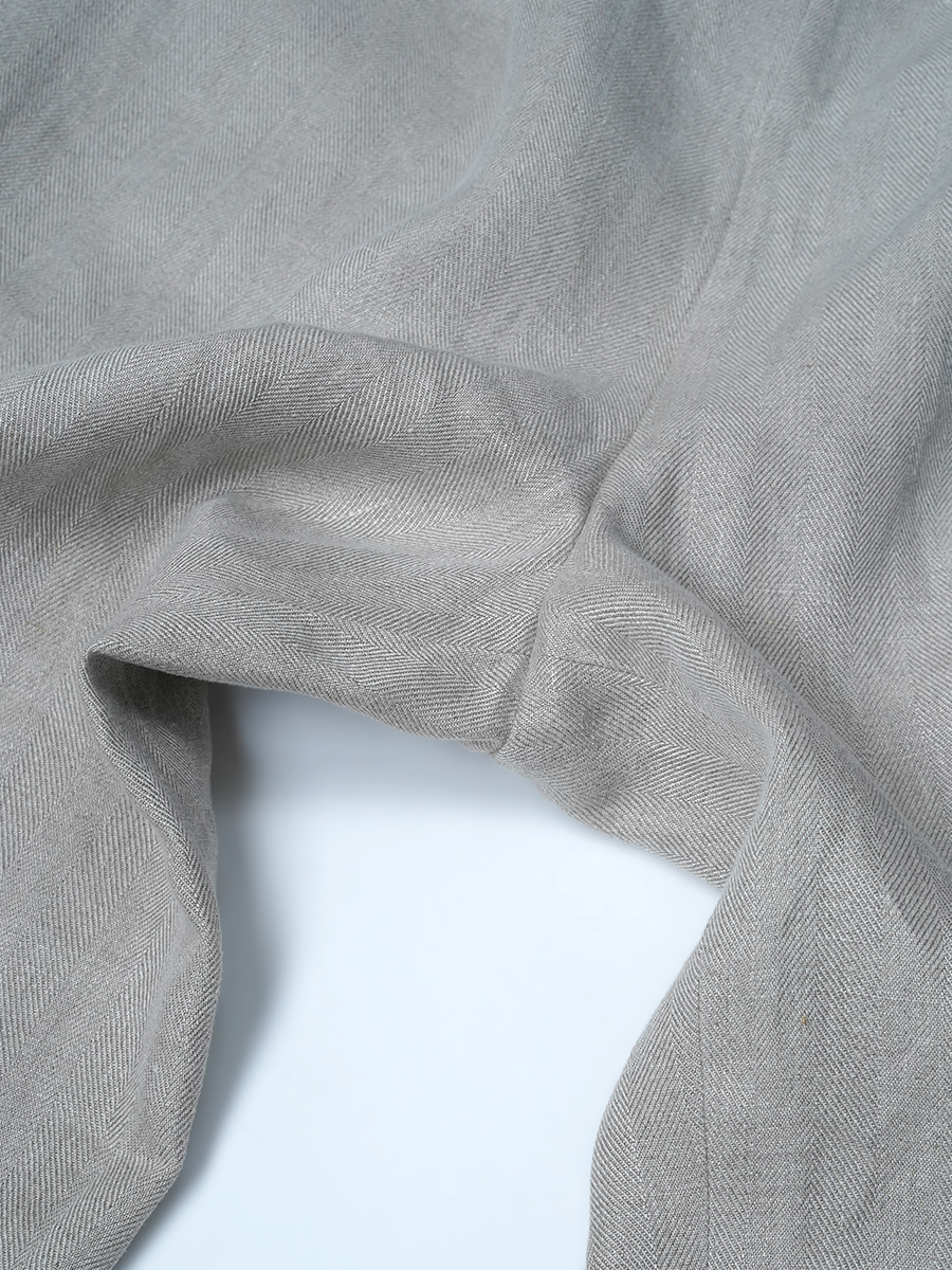 【リユース作品】リネンパンツ センタープレス ワイドパンツ / 亜麻ナチュラル sample-a1297