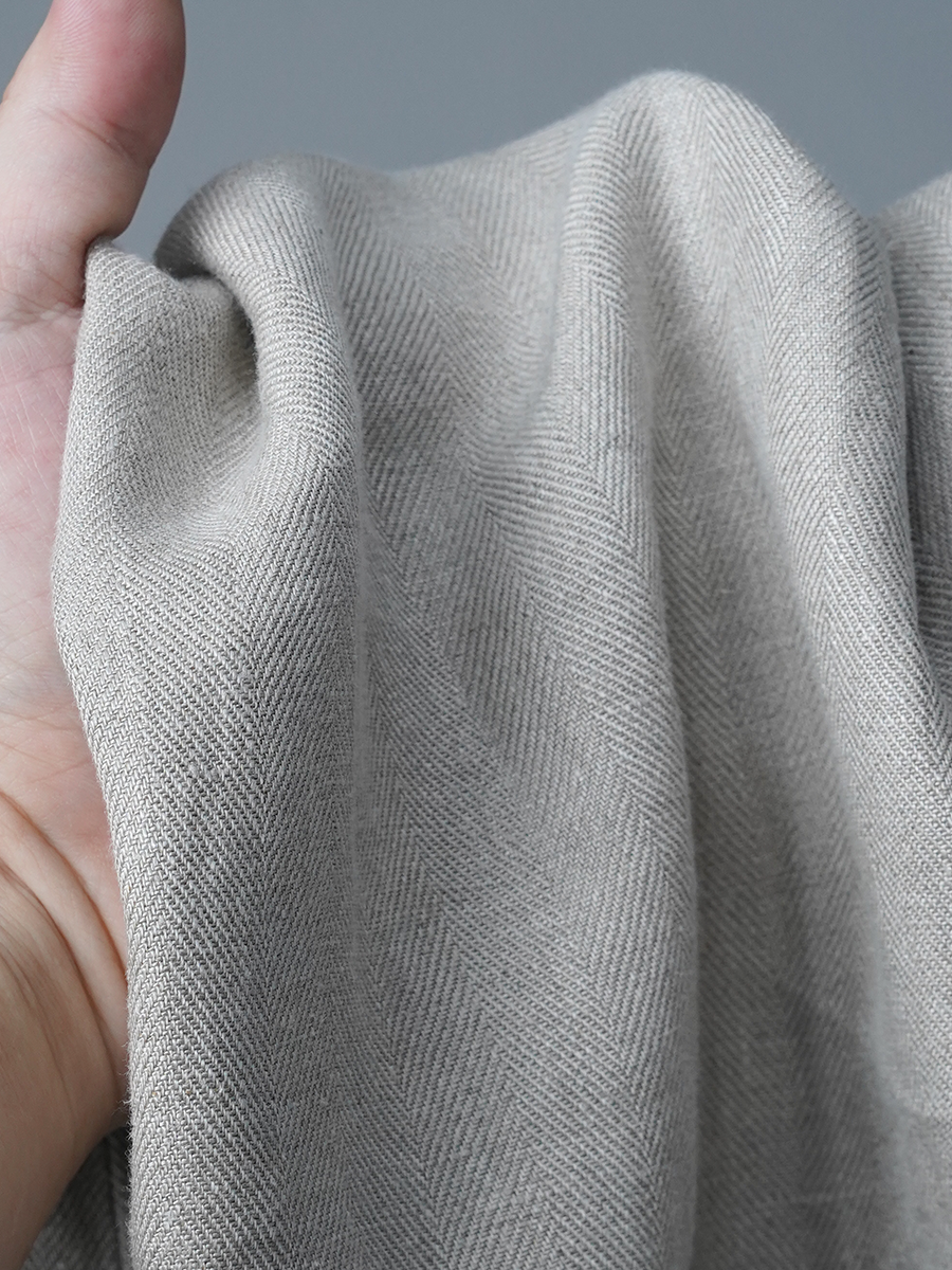 【リユース作品】リネンパンツ センタープレス ワイドパンツ / 亜麻ナチュラル sample-a1297