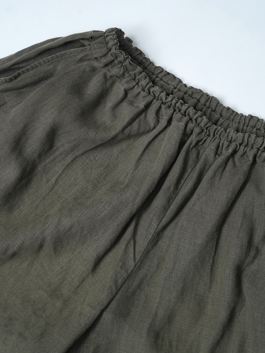 【リユース作品】リネンワイドパンツ ワイドパンツ / 柳煤竹(やなぎすすたけ) sample-a1302