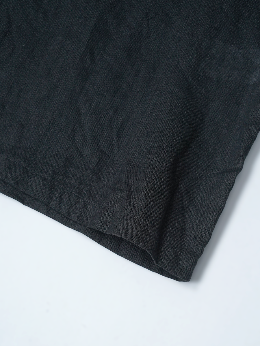 【リユース作品/Lサイズ】リネントップス 半袖 丸首 トップス / 黒色 sample-a1303