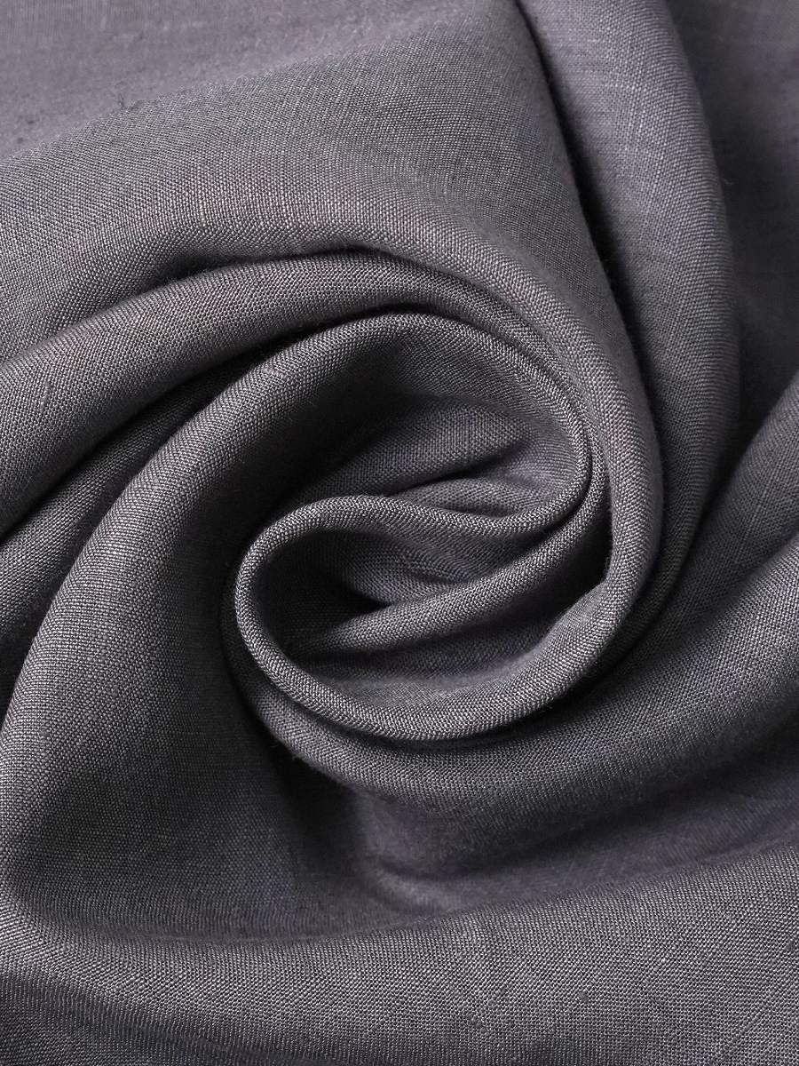 【リユース作品】リネンドレス リネンワンピース ゆったりAライン スリット入り / 茶鼠(ちゃねずみ) sample-a1304