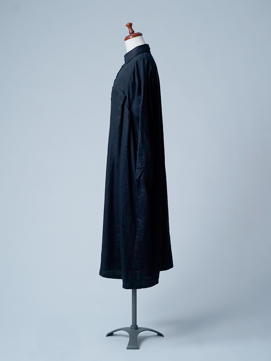 【サンプル作品】プレミアムリネン 秘密のシルエット ワンピース / ランプブラック sample-c0005