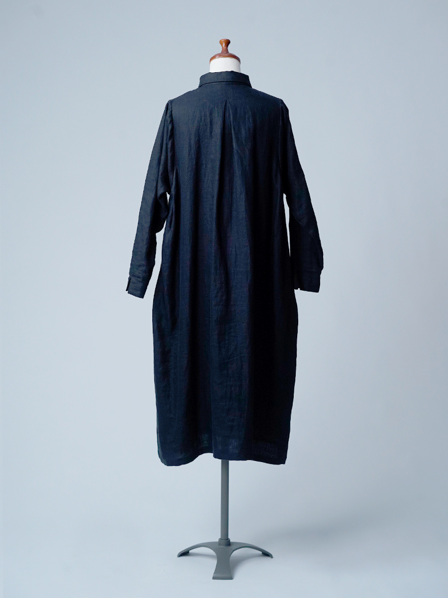 【サンプル作品】プレミアムリネン 秘密のシルエット ワンピース / ランプブラック sample-c0005