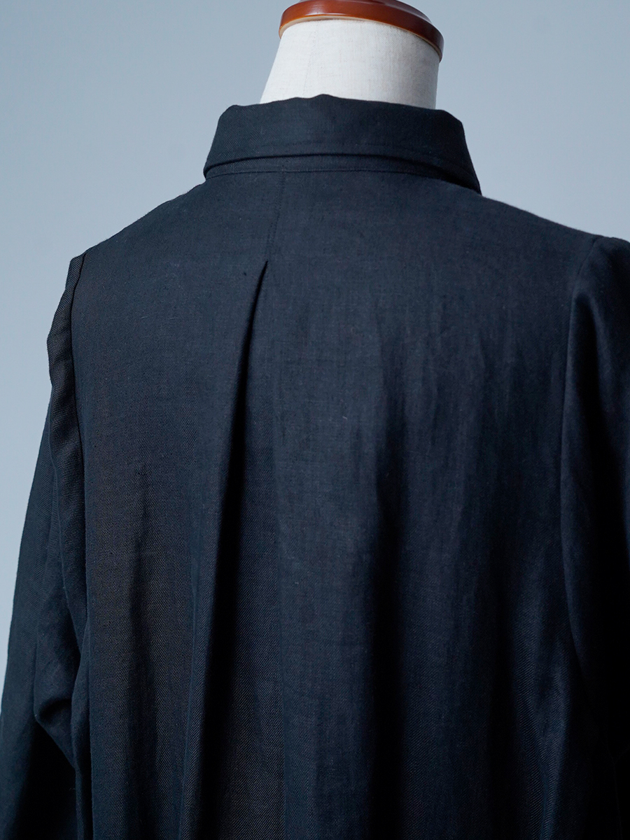 【サンプル作品】プレミアムリネン 秘密のシルエット ワンピース / ランプブラック sample-c0005