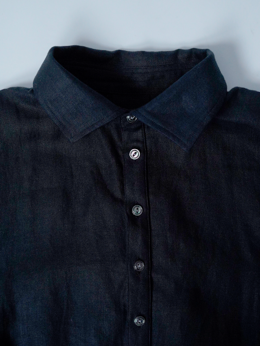 【サンプル作品】プレミアムリネン 秘密のシルエット ワンピース / ランプブラック sample-c0005