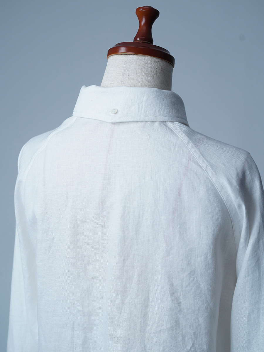 【サンプル作品/Lサイズ】プレミアムリネン ボタンダウン ラグランスリーブ シャツ / ホワイト sample-c0025