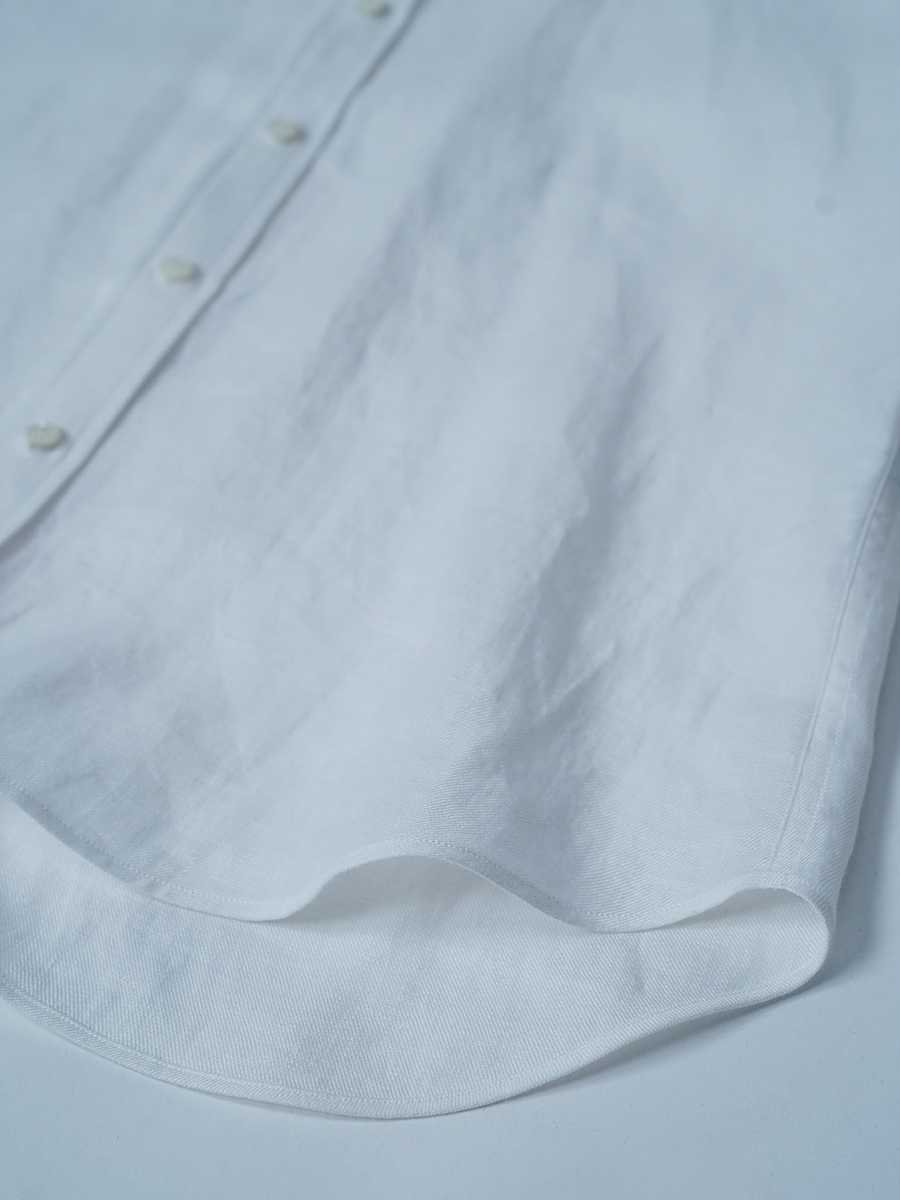 【サンプル作品/Lサイズ】プレミアムリネン ボタンダウン ラグランスリーブ シャツ / ホワイト sample-c0025