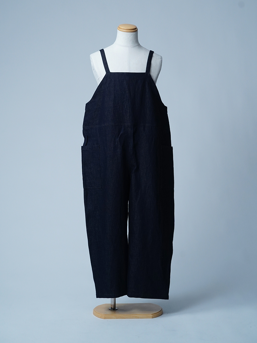 【サンプル作品】リネンデニム サロペット / ダークインディゴ sample-c0037