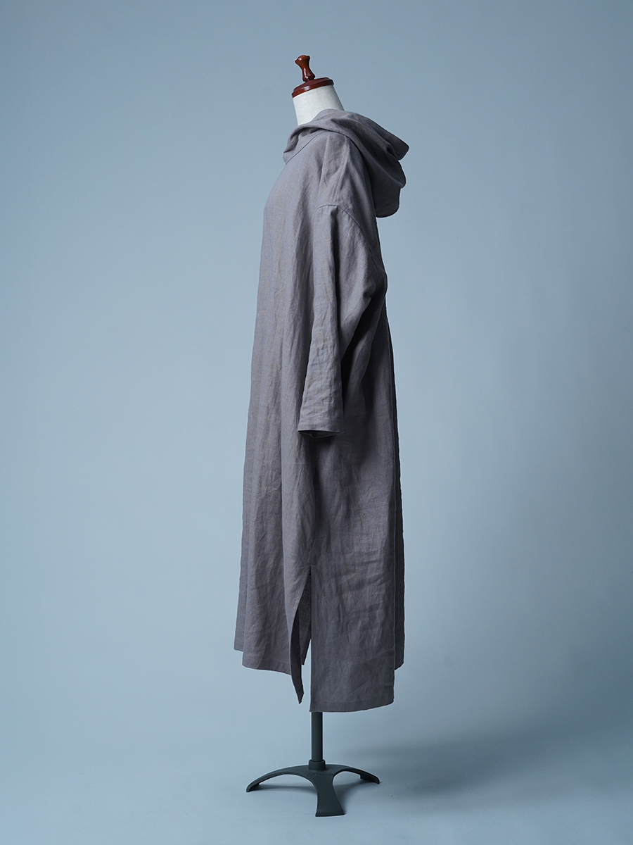 wafu.【リネンローブ】かんたんコーデの ショールカラーローブ ／ローズミスト wafu.【リネンローブ】かんたんコーデの ショールカラーローブ