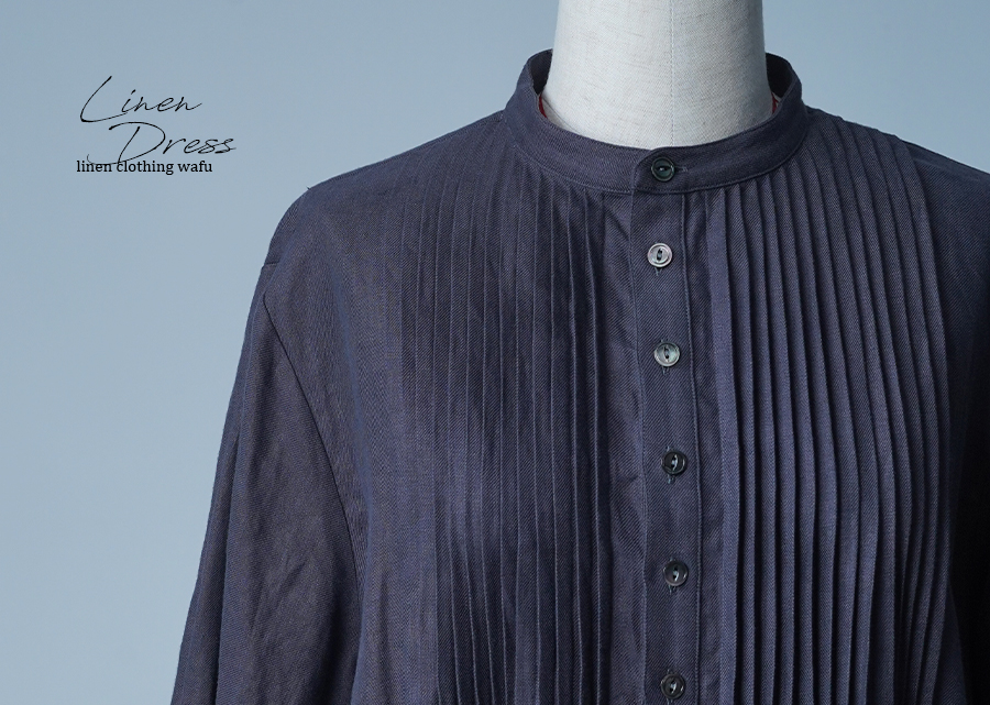 サンプル作品】プレミアムリネン ピンタック シャツワンピース