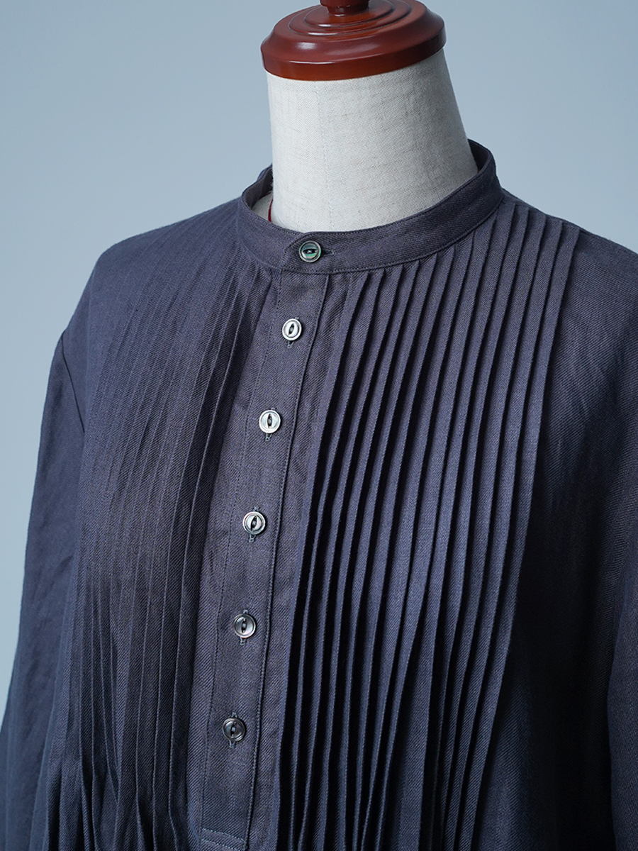 サンプル作品】プレミアムリネン ピンタック シャツワンピース