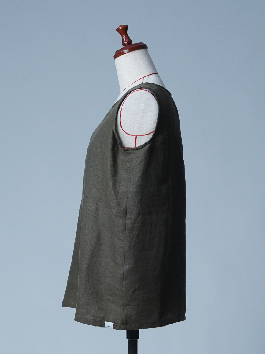 【サンプル作品/Lサイズ】カップなし リネンタンクトップ トッキノン / 藍媚茶 sample-c0070