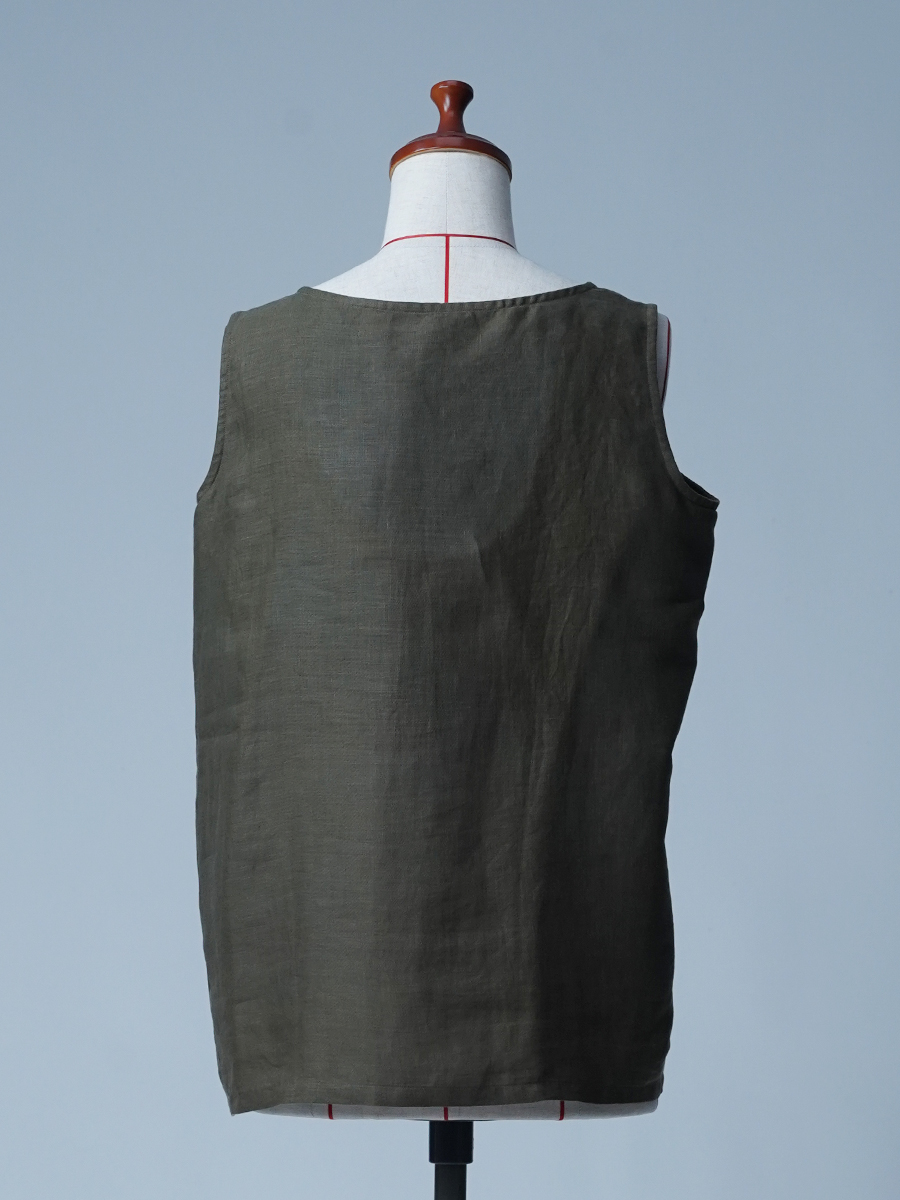 【サンプル作品/Lサイズ】カップなし リネンタンクトップ トッキノン / 藍媚茶 sample-c0070