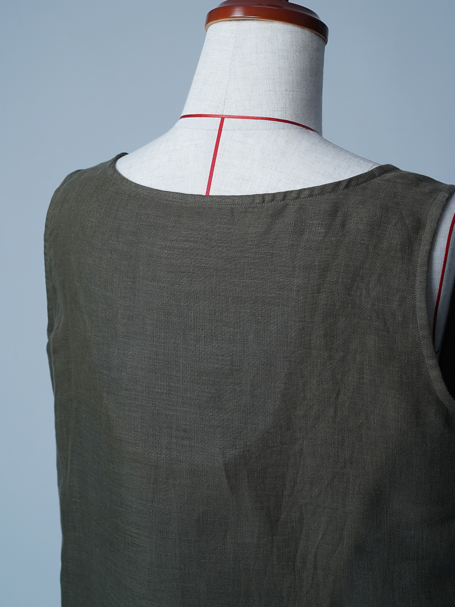 【サンプル作品/Lサイズ】カップなし リネンタンクトップ トッキノン / 藍媚茶 sample-c0070